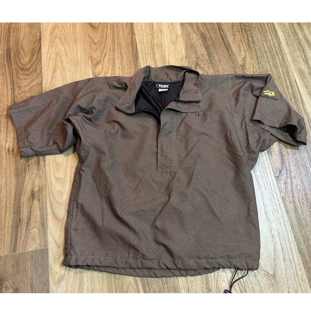 Roche Sports Mens Brown Daufuskie Island Windbreaker Pullover Medium 1412M